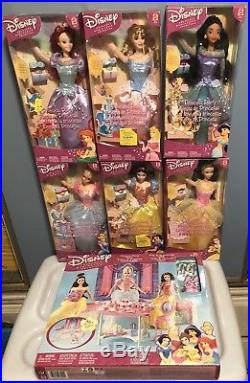Mattel Disney Princess Party Dolls Set Ariel Jasmine Belle Aurora Snow White HTF