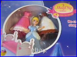 NEW Disney Princess CINDERELLA FAIRYTALE CASTLE MagiClip Doll Dresses, Furniture