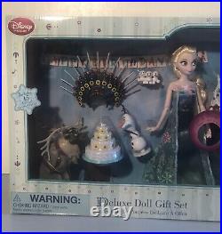 NEW Disney Store Frozen Birthday Deluxe Doll Set Singing Elsa Anna Kristoff RARE