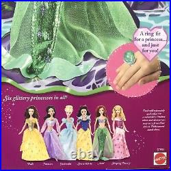 NRFB Complete Set of 6 Dolls 2004 Disney Sparkle Princess Barbie Dolls MINT VTG