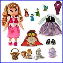 New Disney Store Aurora Doll Gift Set Animators' Prince Phillip & Maleficent +