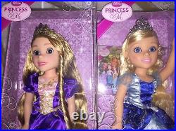 Nib Disney Princess & Me Rapunzel Cinderella Tiana Belle Dolls Shimmer Edition