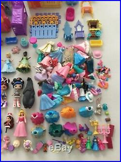 Polly Pocket Disney Princess MagiClip Dolls Playset HUGE Clothes Lot