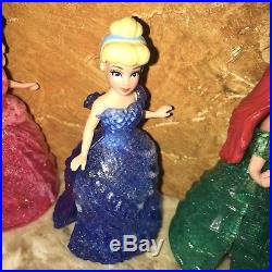 Polly Pocket Disney Princesses MagiClip Glitter Glider Magic Clip Dolls Lot Of 6