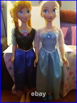 Princess Elsa & Anna Life Size Doll 38 Tall Frozen Lot Of 2 My Size Huge 3 Ft