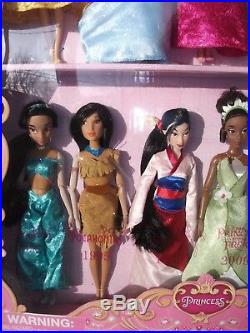 Rare Disney Store Classic 11 Princess Deluxe Doll Dated Gift Set 1938-2012 Mint