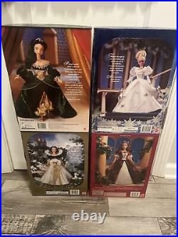 Set of 4 Disney Holiday Princess Cinderella Belle Jasmine Snow White Barbie Doll