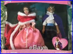 VTG Disney Store Beauty Princess Belle and The Beast Doll Set 90's pink dress