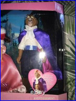 VTG Disney Store Beauty Princess Belle and The Beast Doll Set 90's pink dress