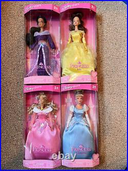 Vintage Disney Store Princess Barbie's Lot! ALL NIB! Complete Set Of 4! Mint