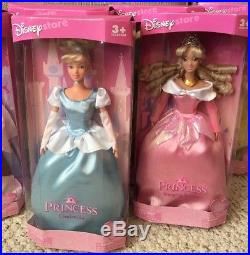 Vintage Disney Store Princess lot 8 dolls Belle Aurora Ariel Esmeralda